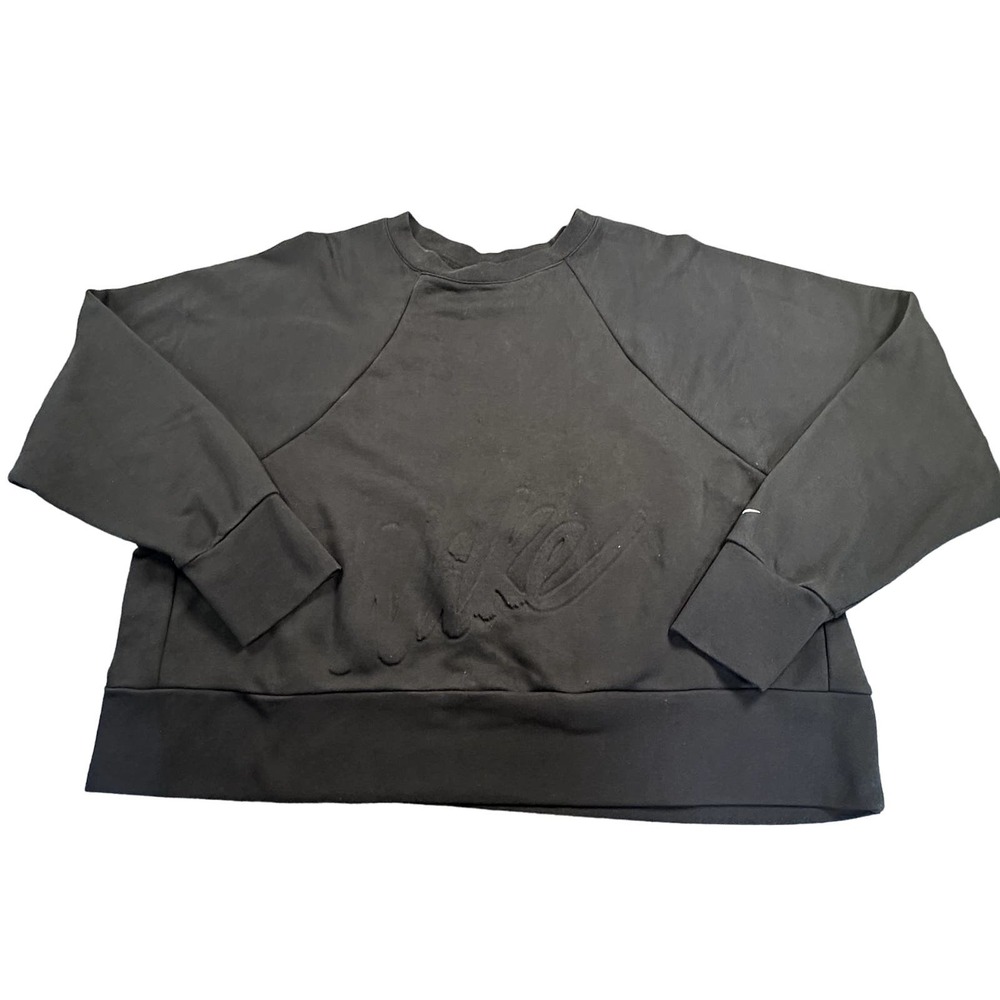 Nike Dri-Fit Crop Crew Neck Pull Over‎ Sweatshirt XXL 2XL Black